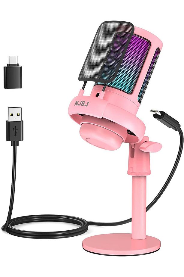 USB Oyun Mikrofonu Dokunmatik Sessize Alma, RGB Aydınlatma PC/PS4/PS5/Mac/Telefon Kondenser Mikrofon - 1
