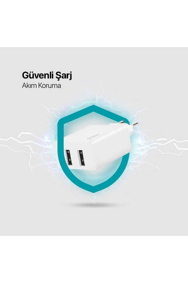 2.4A 12W Süper Hızlı 2X USB Girişli Şarj Adaptörü, İphone, Samsung, Oppo, Xiaomi Şarj Adaptörü - 3