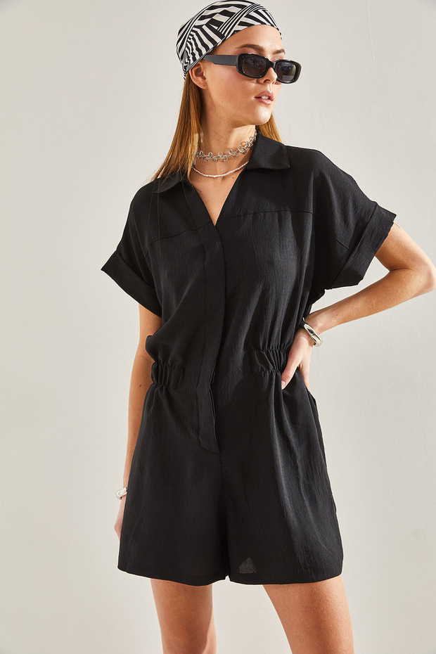 Kadın Basic Beli Lastikli Tulum - 3