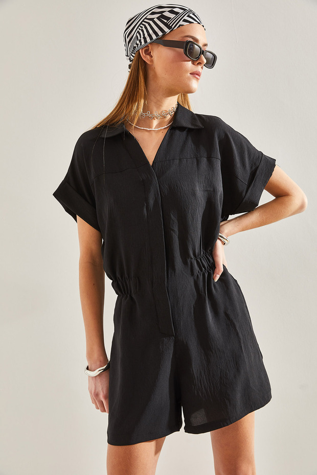 Kadın Basic Beli Lastikli Tulum - 2