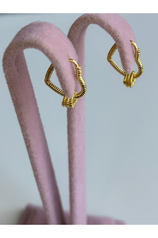925 Gümüş Kalplş Mini Üç Kalp Figürlü Küpe Çift 1 CM - 3