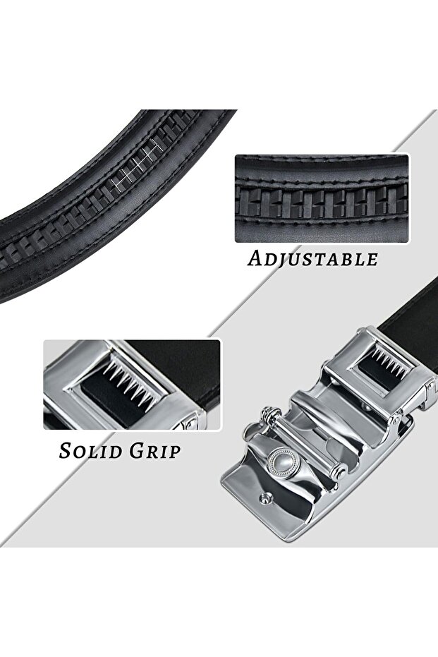 Чоловічий ремінь зі штучної шкіри з автоматичною пряжкою - 3