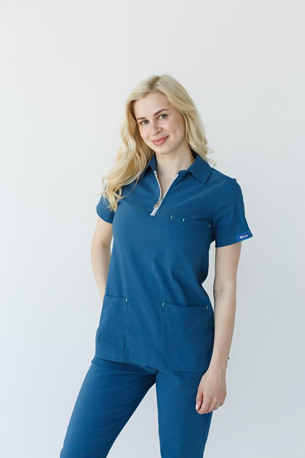 Women's Zippered Lycra Surgical Nurse Doctor Suit