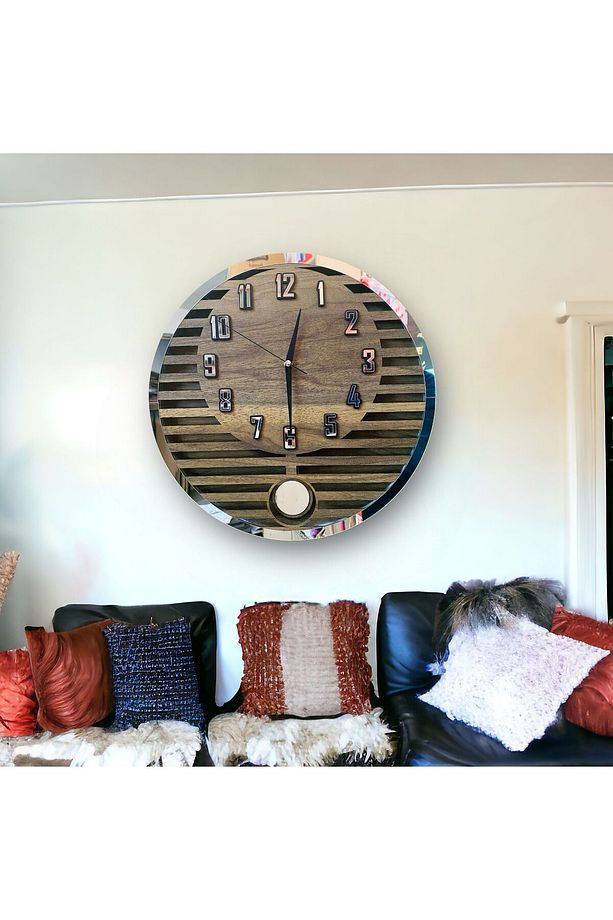 Dmr Model Modern Sarkaclı Duvar Saat, Ahşap Duvar Saati, Duvar Saati, Sarkaclı Saat, Wall Clock - 4
