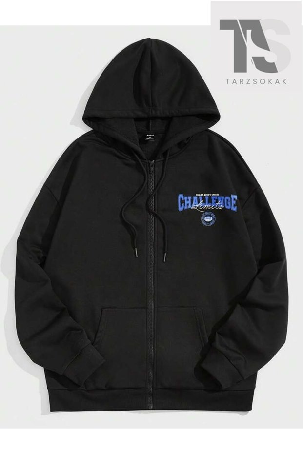 Challange Sweatshirt Zippered Cardigan Black