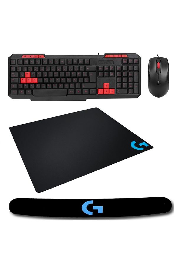 KM-6825 Multimedia Klavye + Mouse Set Logitech Klavye Pad + Logitech Mouse Pad Gaming Set - 1