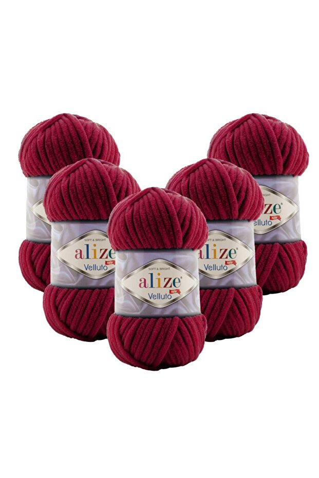 Velluto 5-Piece 107 Cherry Hand Knitting Yarn