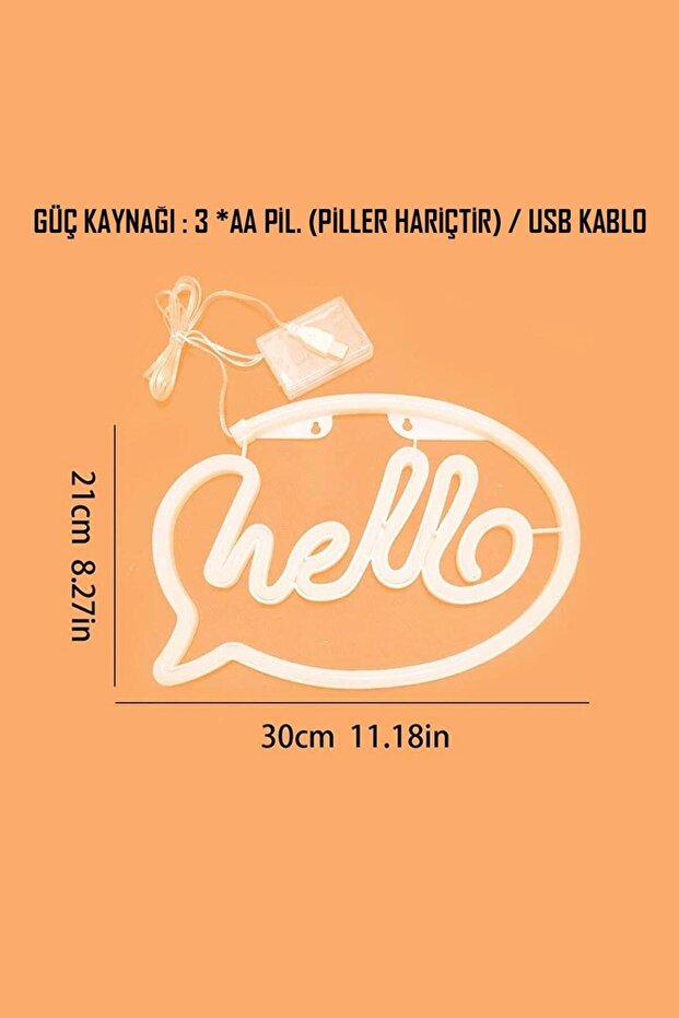 Hello Neon Duvar Dekoru - 5