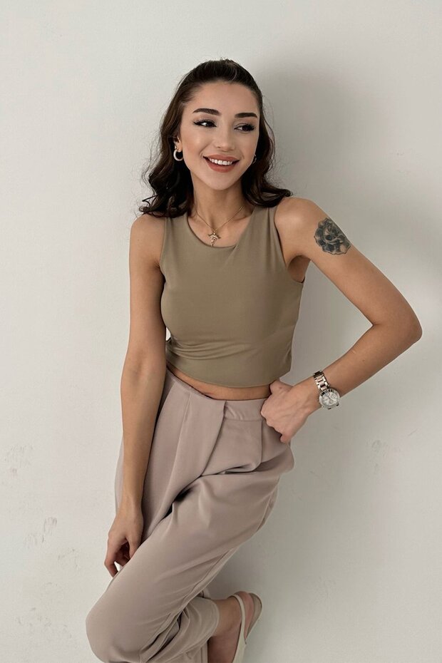 Çift Kat Premium Crop Bluz - 3