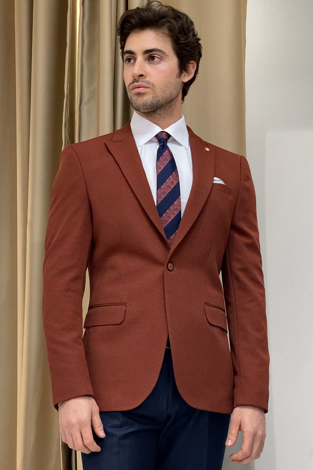 Slim Fit Knitted Tile Jacket - 3