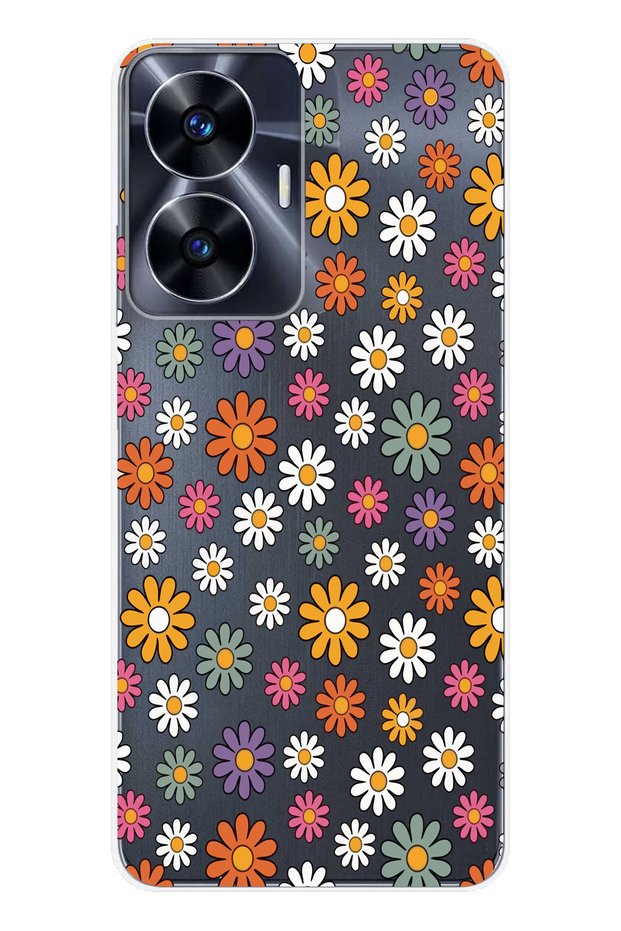 حافظة هاتف شفافة متوافقة مع نمط الزهور من Realme C55