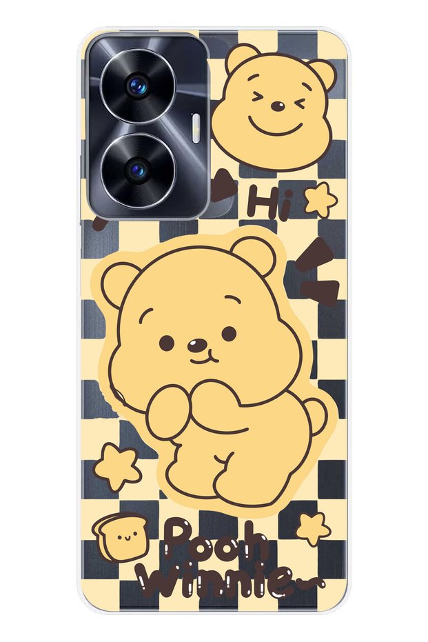 Realme C55 Compatible Winnie the Pooh Patterned Transparent Phone Case