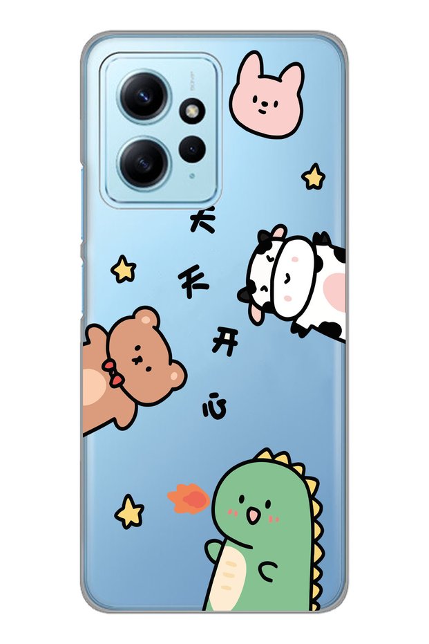 حافظة هاتف شفافة بنمط حيوانات لطيفة متوافقة مع Redmi Note 12 4G