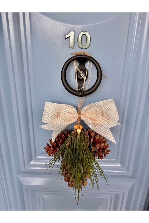 3’lü Kozalak Ev Dekorasyon Kapı Süsü Krem - 2