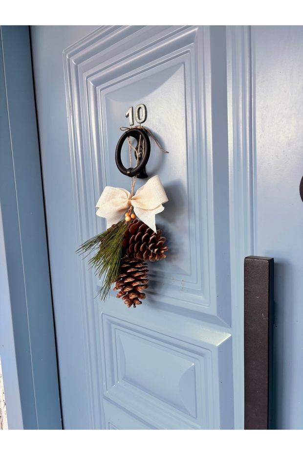 3’lü Kozalak Ev Dekorasyon Kapı Süsü Krem - 4