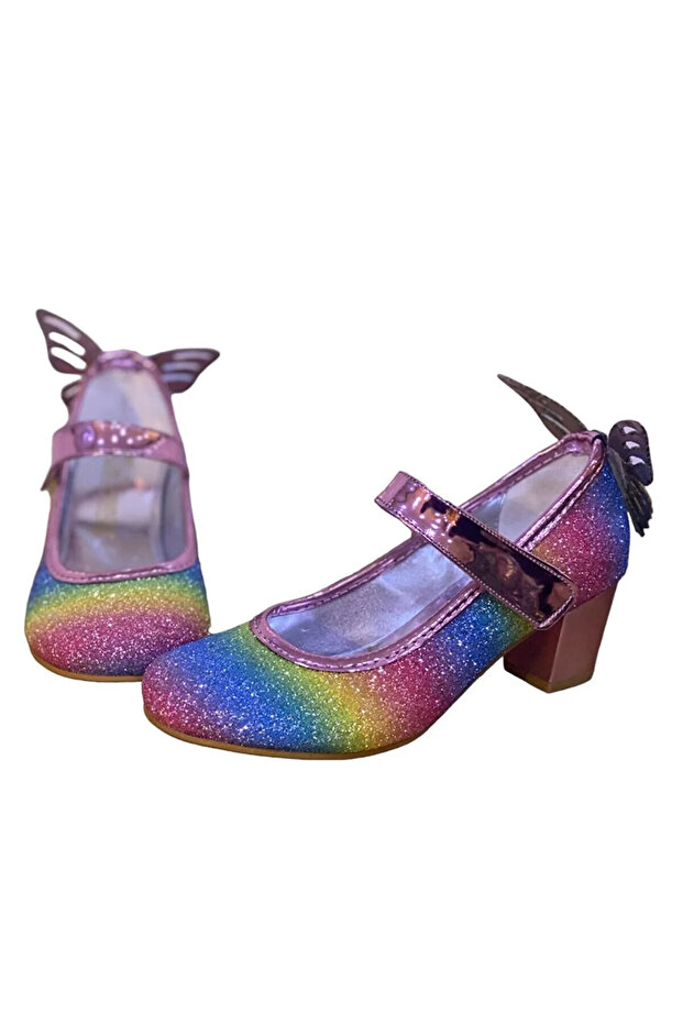 Very Stylish, Very Comfortable, Removable Back Butterfly Detailed, Rhinestone Daily Girl's Heeled Shoes