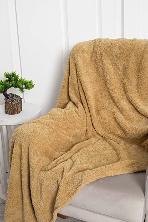 Bej Renk Tek Kişilik Yumuşak Wellsoft TV Battaniyesi - 1