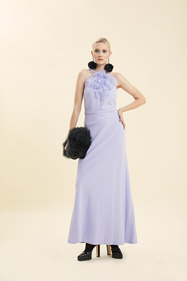 Çiçek Detaylı Elbise - 4