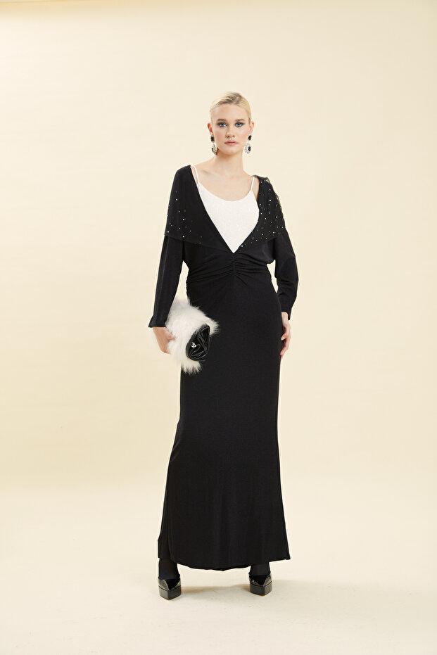 Taş İşlemeli Elbise - 1