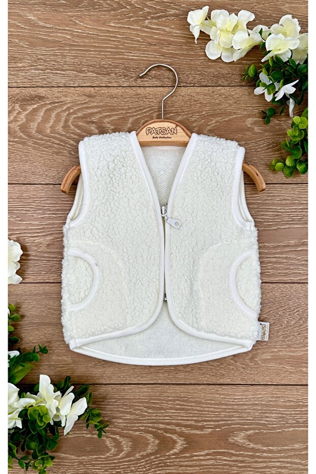 Teddy Plush Baby Vest with Zipper Pocket