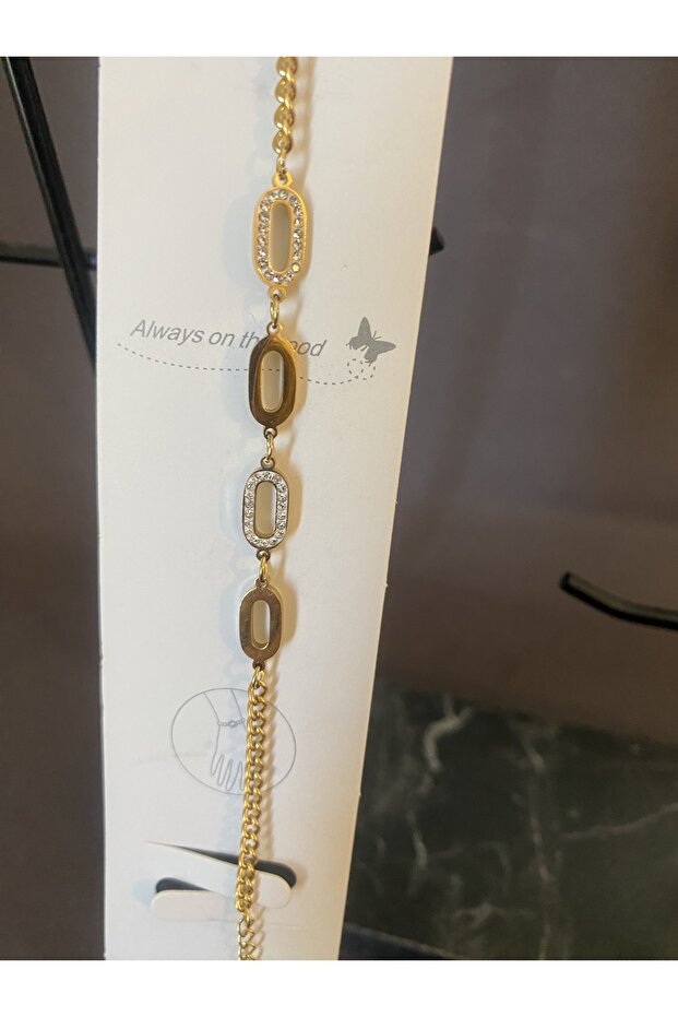 Minimal Elips Taşlı Çelik Bileklik - 2