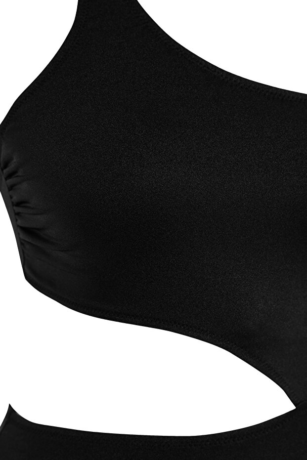 Siyah Tek Omuz Cut Out Detaylı Regular Mayokini TBESS24MY00005 - 7
