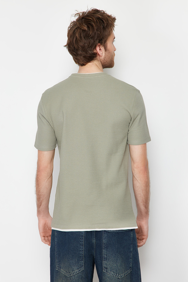 Siyah-Mint Regular/Normal Kesim 2'li Paket Dokulu %100 Pamuklu T-Shirt TMNSS24TS00097 - 5