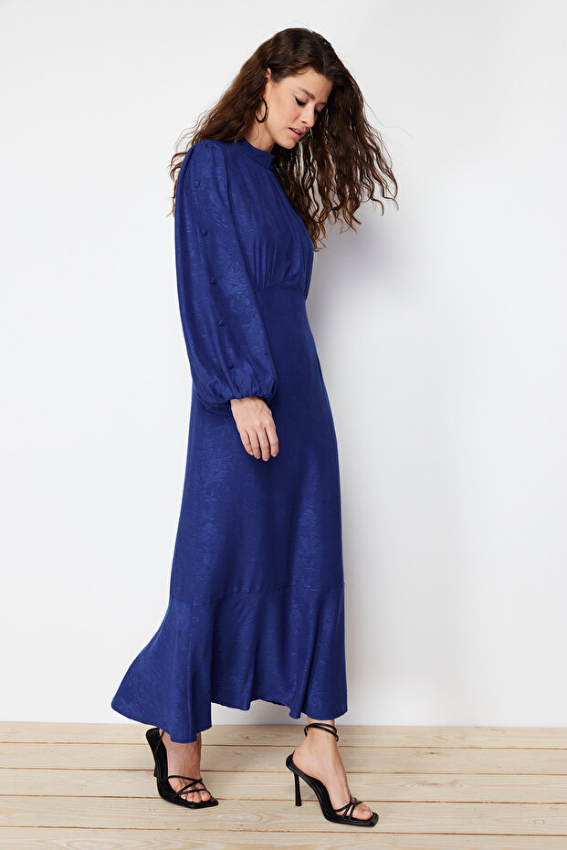 Saks Jacquard květinové tkané šaty Tctss24Eb00064 - 6