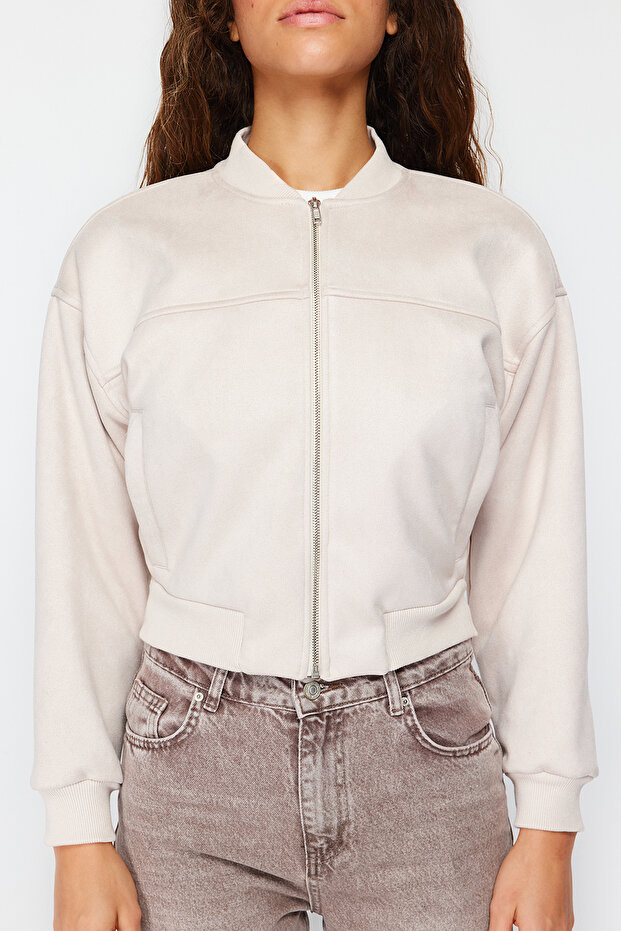 Taş Oversize Süet Bomber Ceket Mont TWOSS24MO00048 - 5