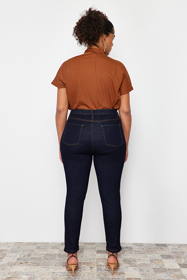 Koyu Mavi Ekstra Esnek/Stretch Büyük Beden Skinny Jeans TBBSS24CJ00006 - 7