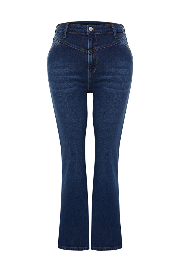 Mavi Yüksek Bel Comfort Dikiş Detaylı İspanyol Paça Flare Fit Jeans TBBSS24CJ00003 - 7