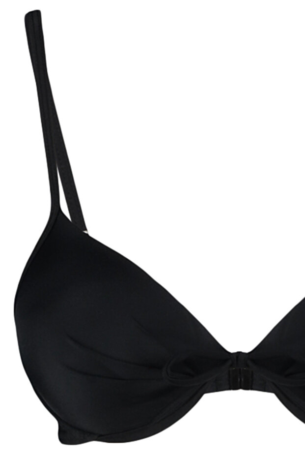 Siyah Balkonet Fiyonk Detaylı Kaplı Basic Bikini Üstü TBESS20BU0237 - 6