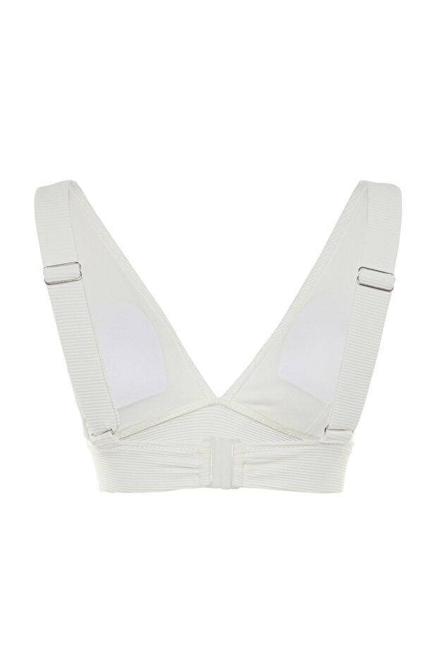 Ekru Üçgen Kaplı Bikini Üstü TBESS22BU0017 - 6