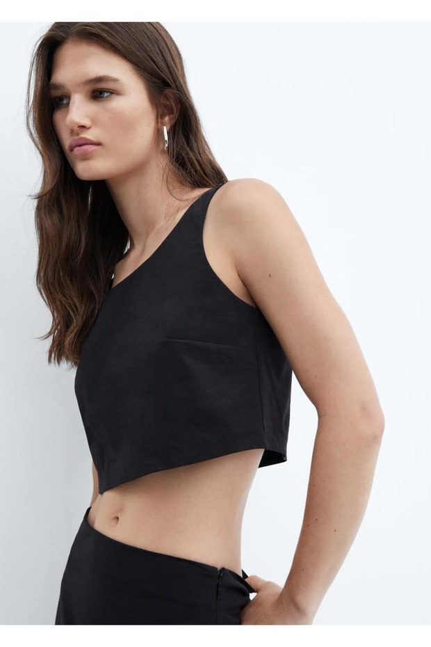 Geniş Askılı Crop Bluz - 6