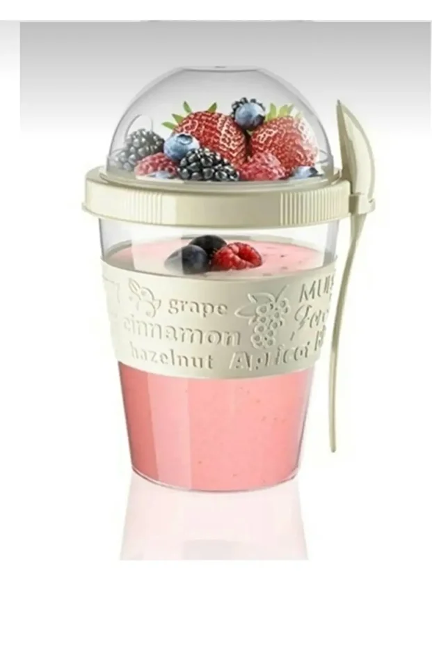 Yogurt Oat Muesli Diet Storage Container Practical Portable with Spoon and Lid Takeandgo Cup with Storage - 2
