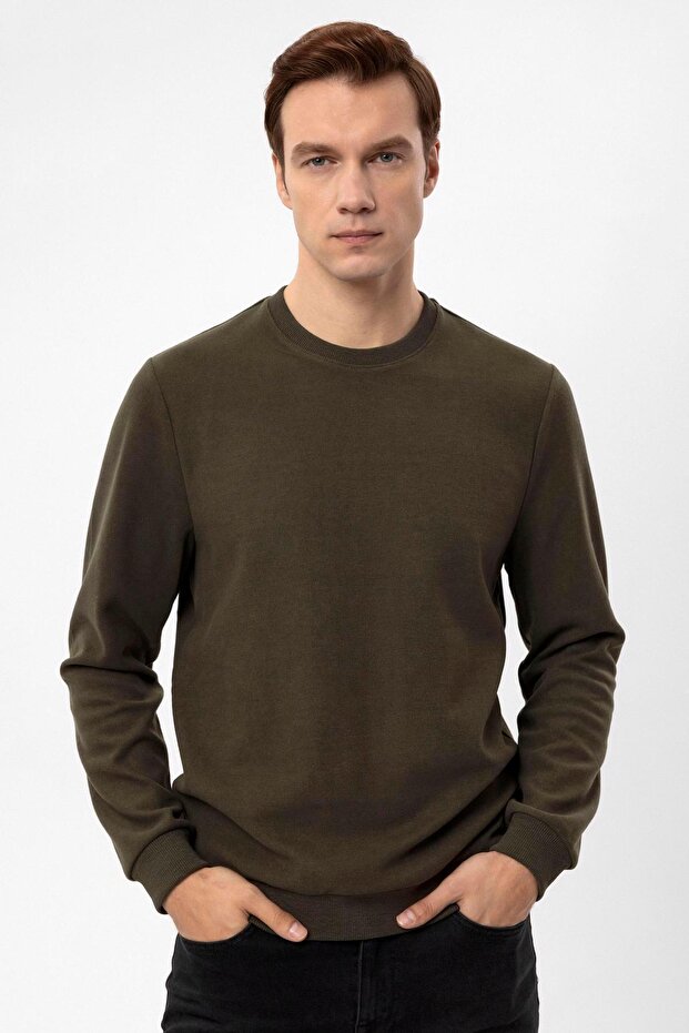 O Yaka Regular Kalıp Düz Triko - 1