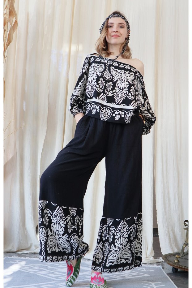 Nepal Muslin & Viscose Blouse and Pantaloon Set