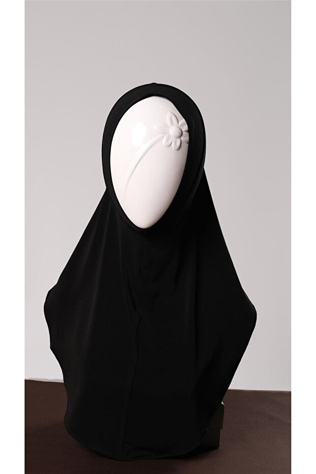 Black Practical Ready-made Young Hijab Bonnet Sandy Fabric Plain Hijab 2312_01