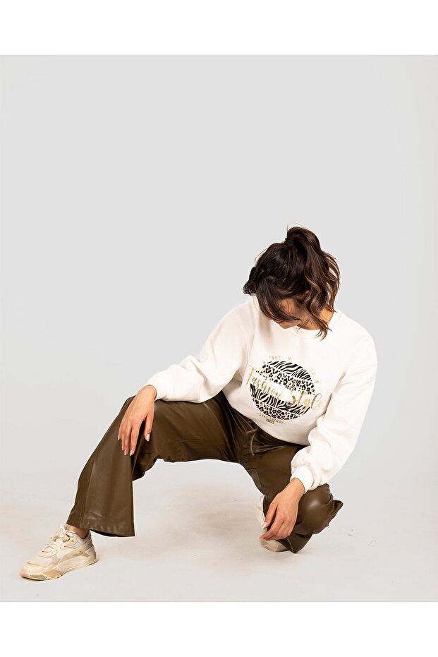 Bol Paçalı Deri Pantolon - 4