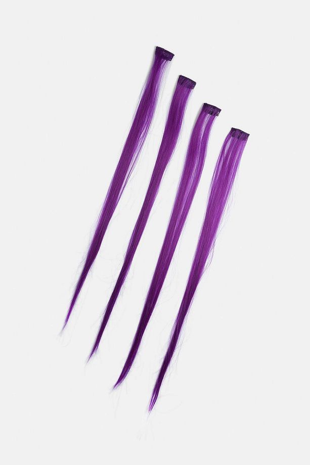 4 Adet Sentetik Fiber Mor Renkli Çıtçıtlı Saç Seti - 2