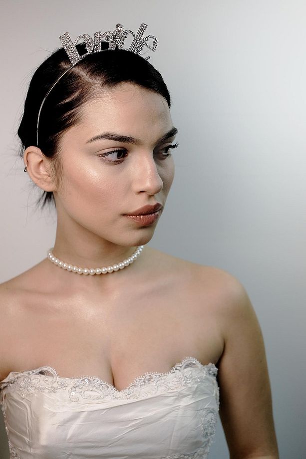 Bold Bride Taşlı Bekarlığa Veda Partisi Bride Taç Gelin Tacı Gümüş - 1