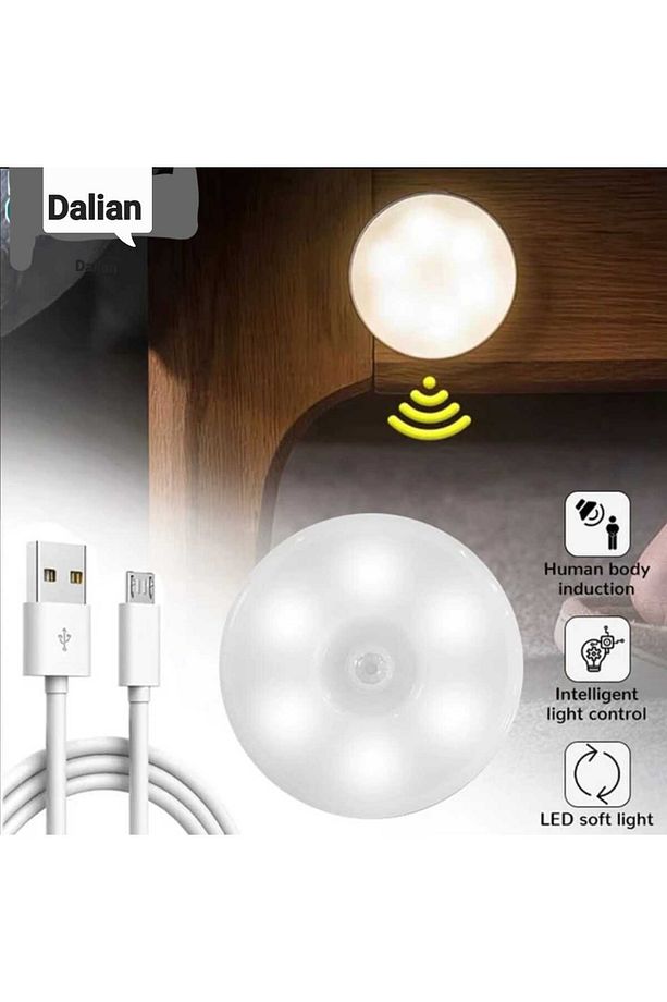 Usb Şarjlı Akıllı Hareket Sensörlü Kablosuz Spot Led Lamba Beyaz Işık 1 Adet - 4