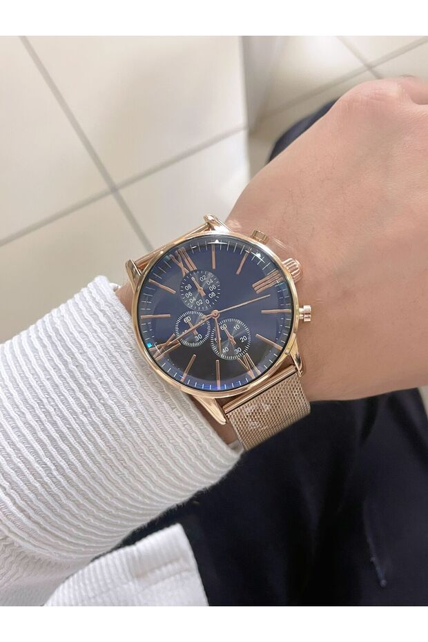 Roman Numeral Steel Mesh Cord Men's Wristwatch