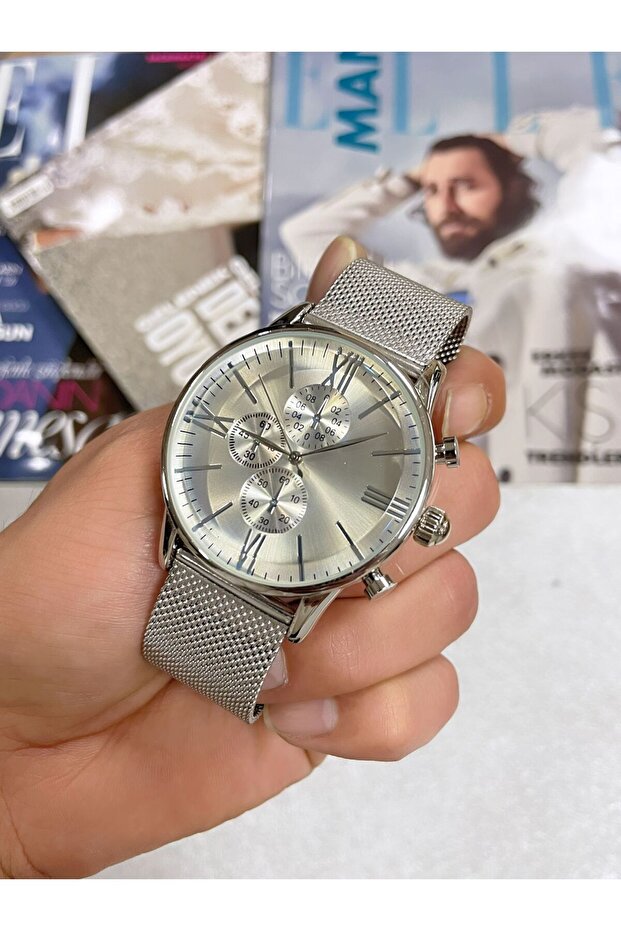 Roman Numeral Steel Mesh Cord Men's Wristwatch
