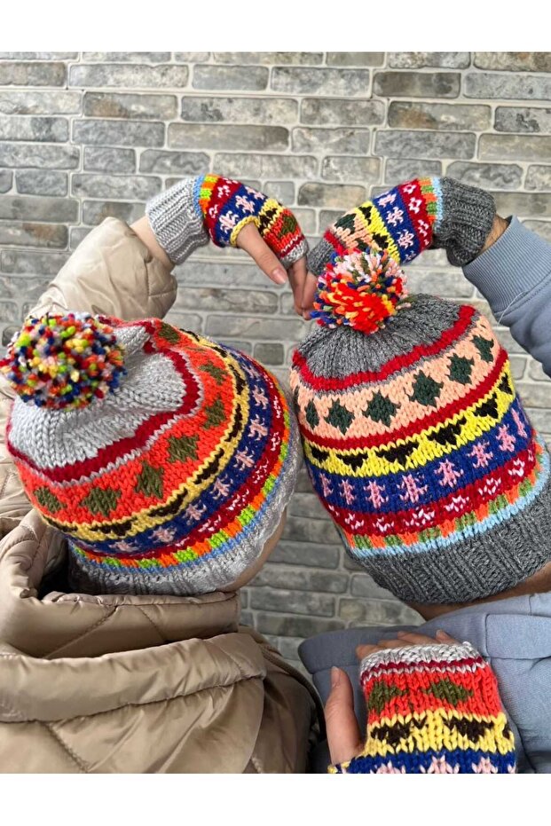 Parmaksız Eldiven Bere Set - 5