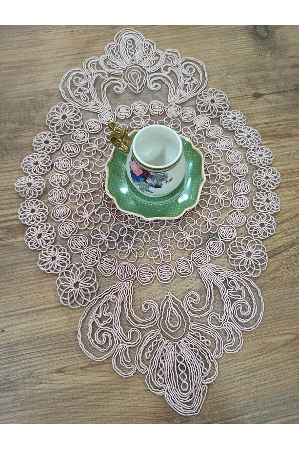 2 Adet Sehpa Örtüsü 38 X 60 Cm. - Pudra - 1