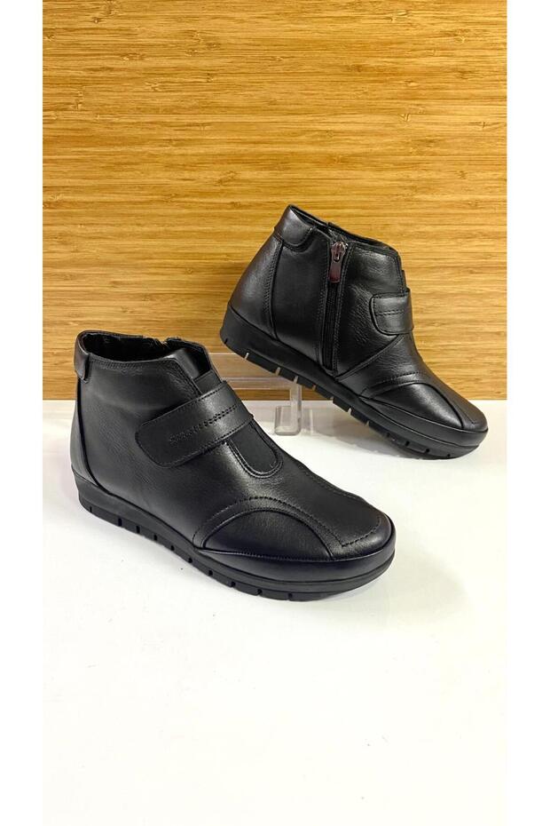 Keen RM 572 Fermuarlı Cırtlı Düz Taban Hakiki Deri Ortopedik Kısa Bot - 1