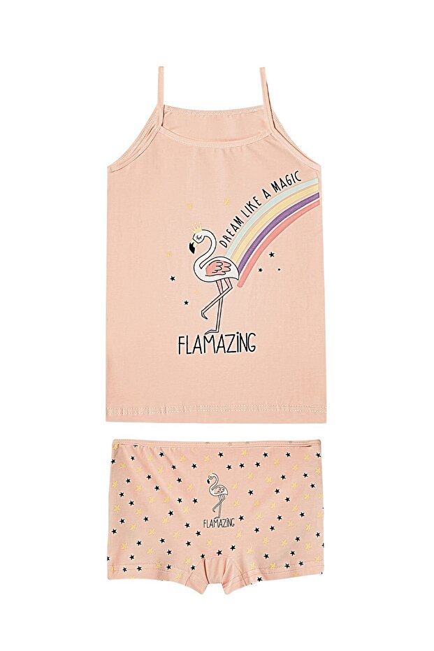 Girl's Printed Rope Suspender Athlete Shorts Set 1070 K-208