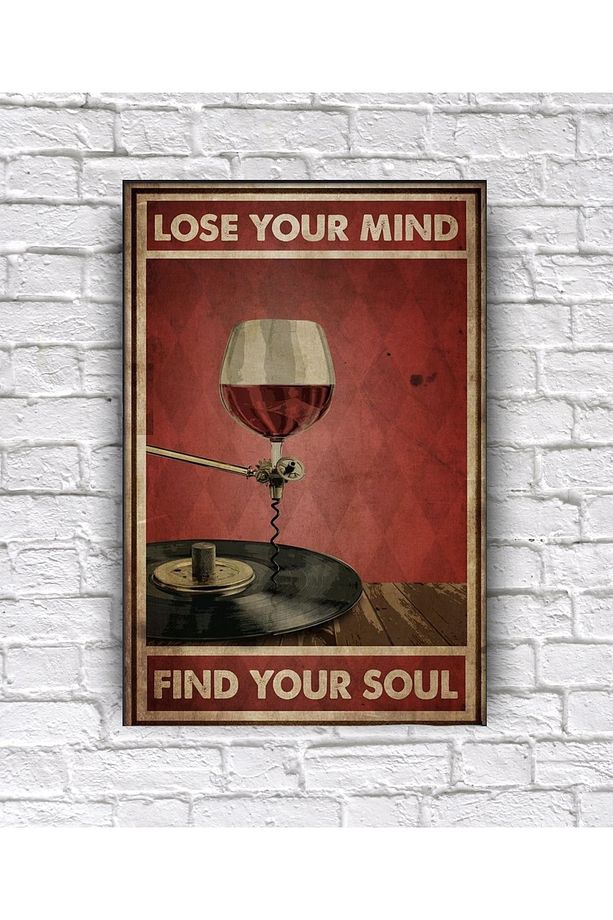 Aşk Şarap Plak Lose Your Mind Yazı Kapı Süsü Duvar dekorasyon Dizayn Konsept  Ahşap Tablo (19x28cm) - 1