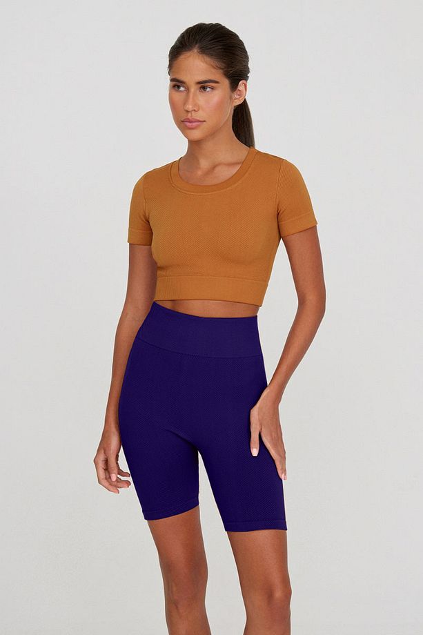 Felolin Model Fitilli Örme Model Seamless Sporcu Şortu Lacivert Renk - 2